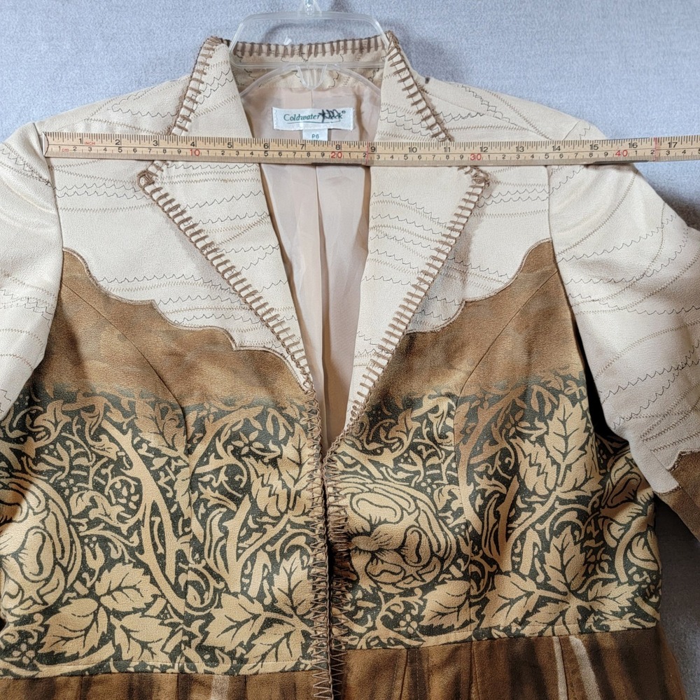 Coldwater Creek Artwear Blazer Womens P6 Good Western Faux Suede Floral Jacket - Picture 11 of 16